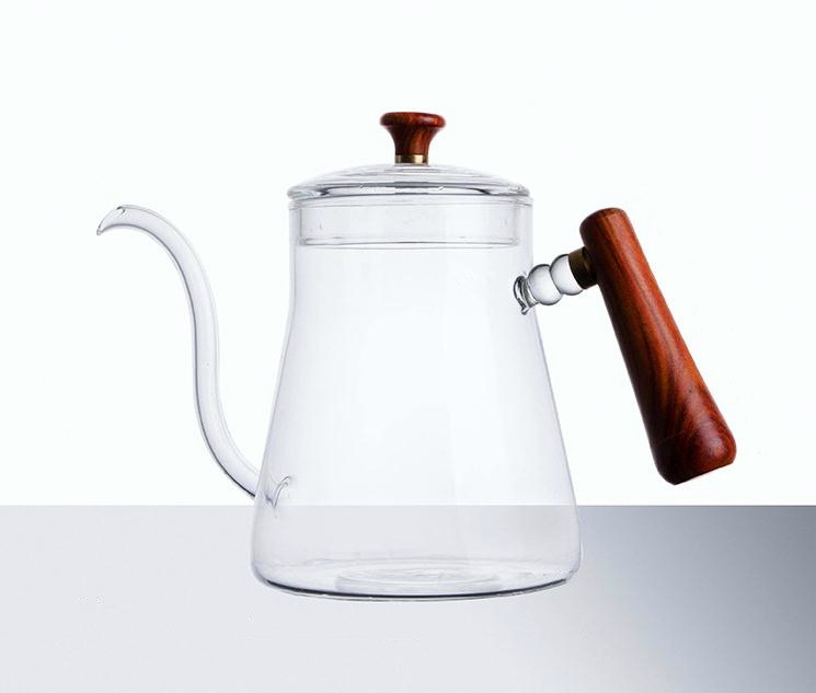 FREE SAMPLE Thick Glass Tea Coffee Kettle Teapot Gooseneck Thin Spout for Pour Over Coffee Pot