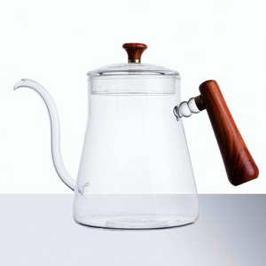 FREE SAMPLE Thick Glass Tea Coffee Kettle Teapot Gooseneck Thin Spout for Pour Over Coffee Pot