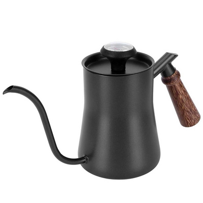 FREE SAMPLE Thermometer Drip Kettle Wooden Handle Pour Over Coffee Pot Stainless Steel Thin Mouth Gooseneck Kettle