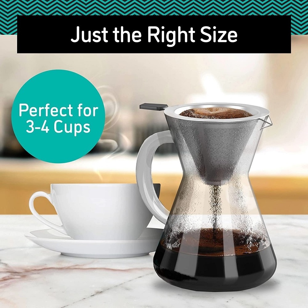 FREE SAMPLE  Coffee Gator Pour Over Coffee Maker Paperless Portable Drip Coffee Brewer Glass Stainless-Steel Mesh Filter