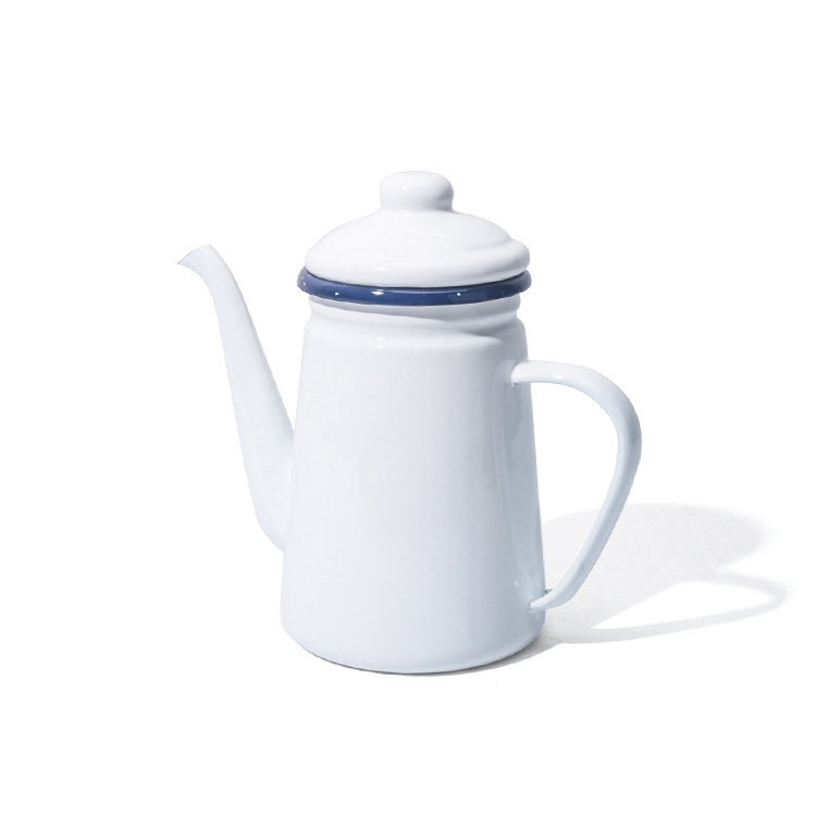 FREE SAMPLE High-Grade Enamel Coffee Pot Milk Water Jug Pour over Pitcher Barista Teapot Kettle for Induction