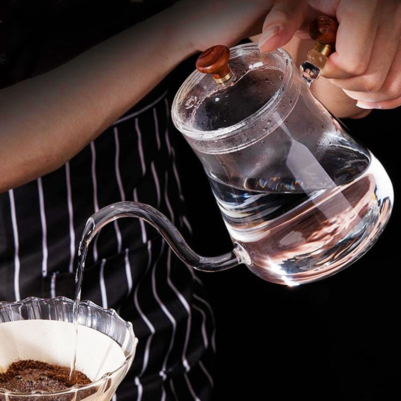 FREE SAMPLE Thick Glass Tea Coffee Kettle Teapot Gooseneck Thin Spout for Pour Over Coffee Pot