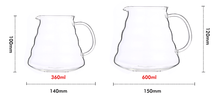 hot Coffee Server 800ML Insulating handle  Carafe Drip Coffee Pot Coffee Kettle Brewer Barista Percolator Clear