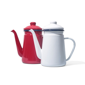 FREE SAMPLE High-Grade Enamel Coffee Pot Milk Water Jug Pour over Pitcher Barista Teapot Kettle for Induction