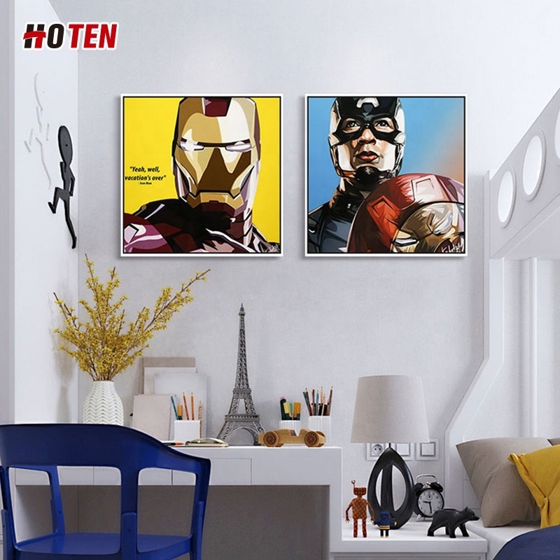 Hand-painted movie character oil painting Iron Man Captain America Thor Thor Clown Wolverine character painting