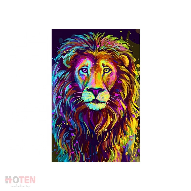 Hand painted Lion Artwork home decor wall art Handmade Modern Picture Abstract Animal oil paintings