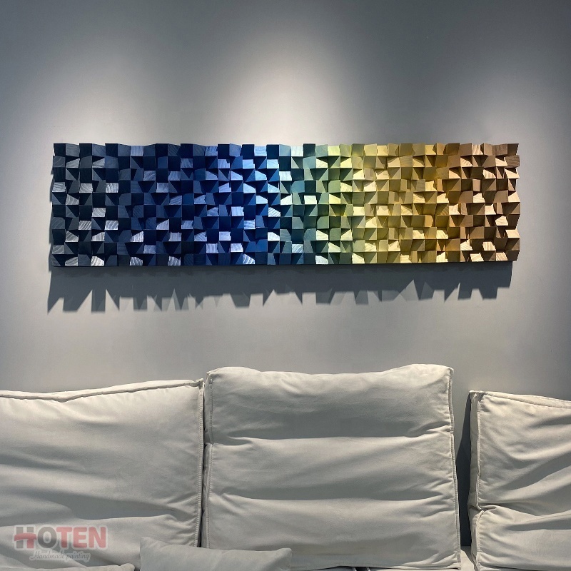 Modern wooden Wall Art Panels Crafted Square Home Wall Decor Hot selling Wooden Art