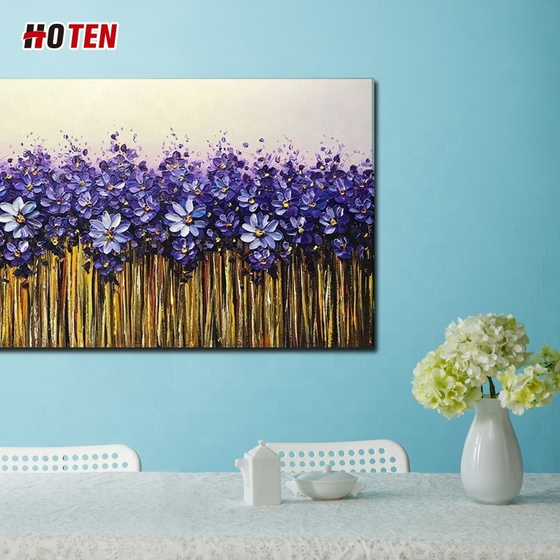 Abstract purple flower tree oil painting 100% hand painted home decor 3D flower wall art knife texture oil painting