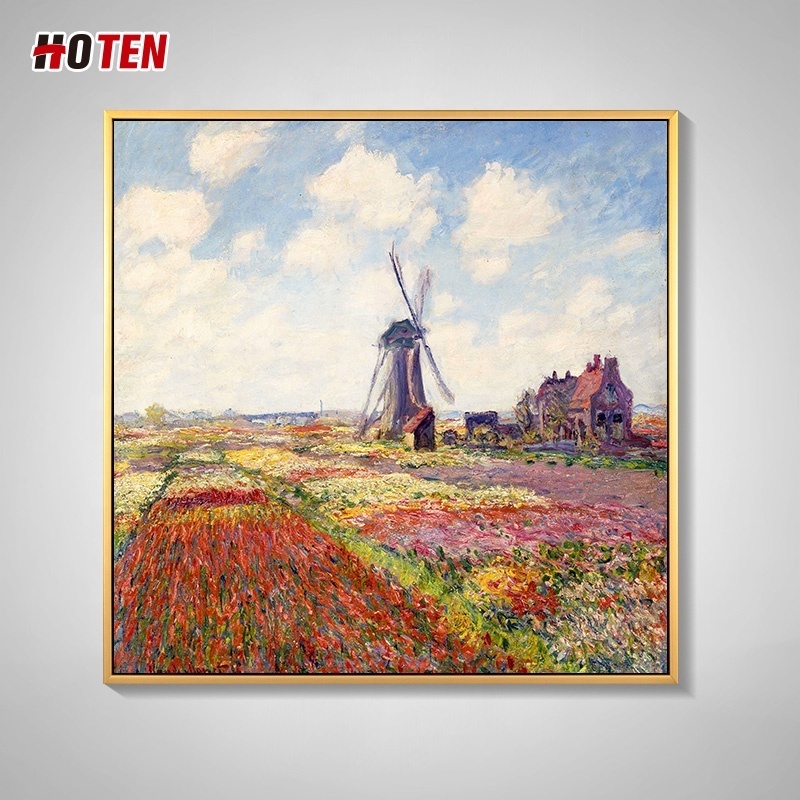 Hand-painted oil painting rural landscape hanging painting wheat field windmill decorative painting canvas wall art