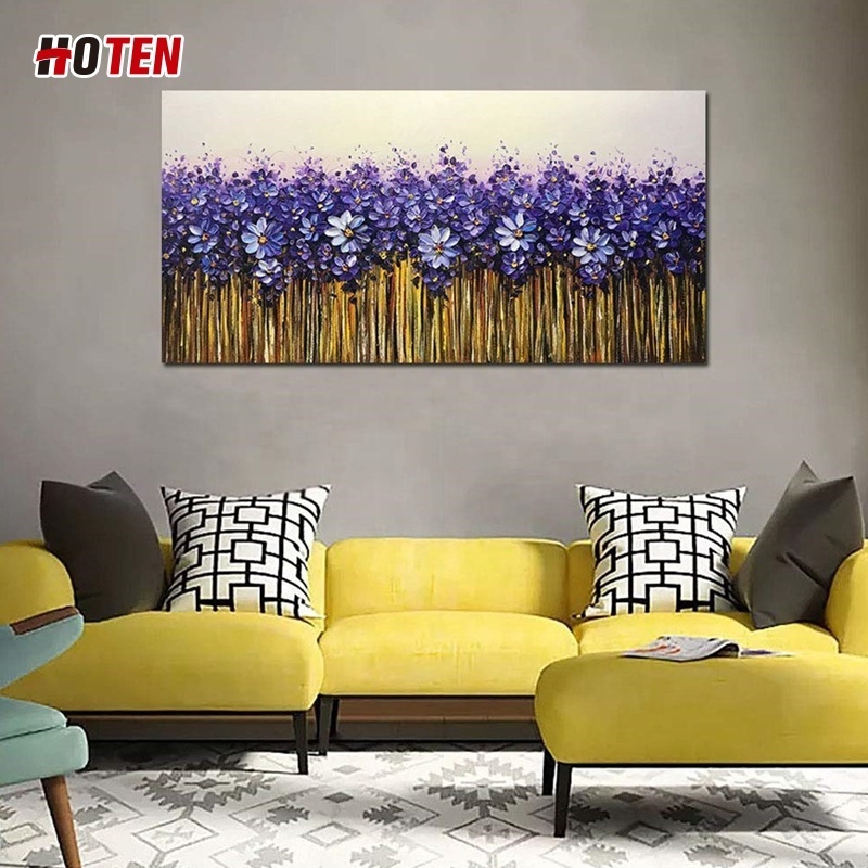 Abstract purple flower tree oil painting 100% hand painted home decor 3D flower wall art knife texture oil painting