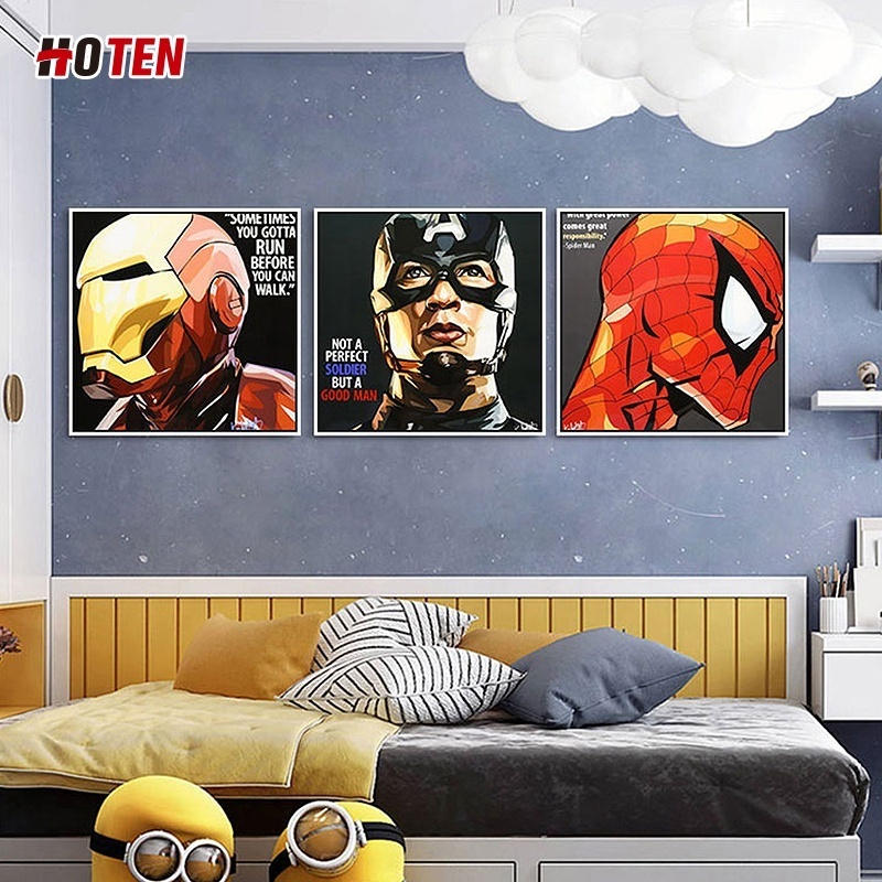 Hand-painted movie character oil painting Iron Man Captain America Thor Thor Clown Wolverine character painting