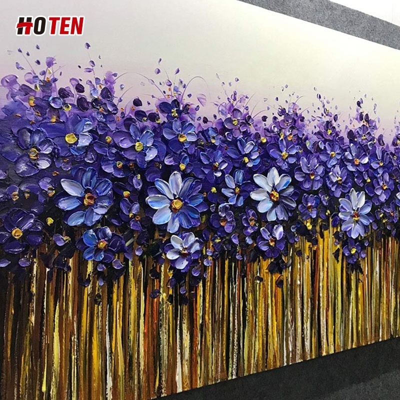 Abstract purple flower tree oil painting 100% hand painted home decor 3D flower wall art knife texture oil painting