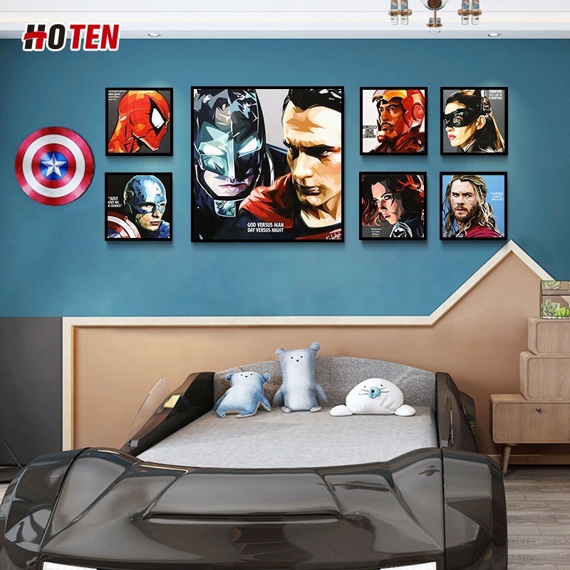 Hand-painted movie character oil painting Iron Man Captain America Thor Thor Clown Wolverine character painting