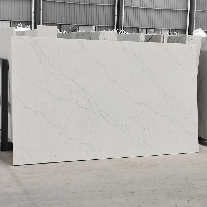 Artificial Stone Slabs Quartz Stone Slab Calacatta Marble with Grey Veins for Kitchen Countertops