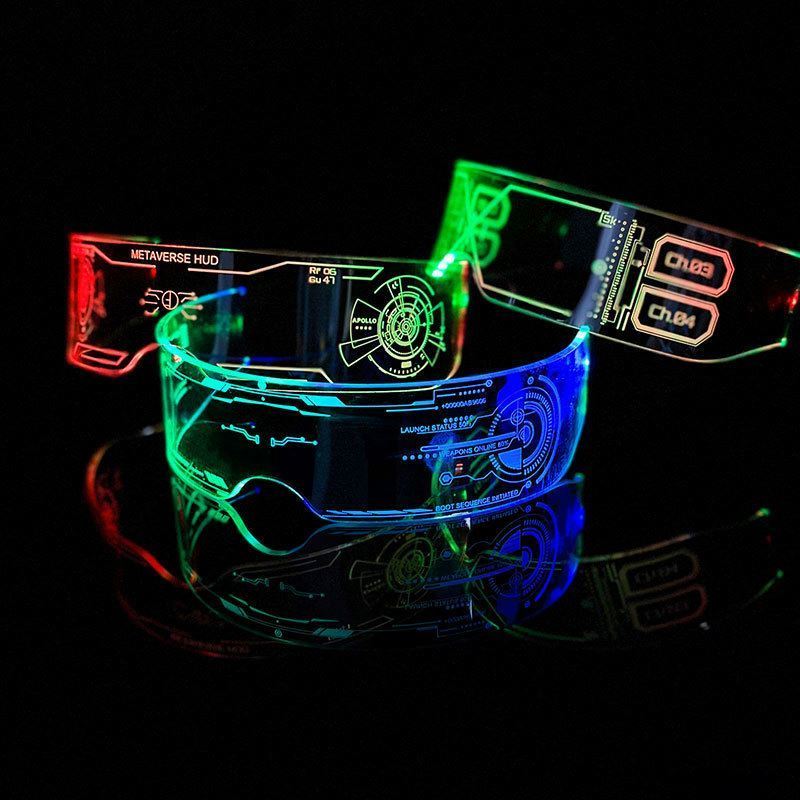 Nicro El Wire Neon Party Luminous Led Glasses Light Up Glasses DJ Halloween Decoration Cool Costume Party Supplies Decoration