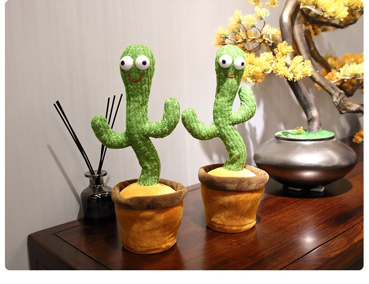 Usb Charging Electronic Shake Recording Funny Talk-back Repeat Singing Talking Speaking Swinging Plush Dancing Cactus Toy - Buy