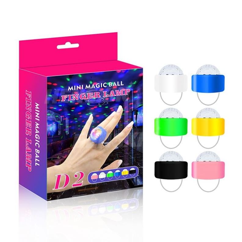 New Design Fashionable Mini RGB Finger LED Light Magic Ball Flashlight Popular for Party DJ Toy Rings Portable Outside