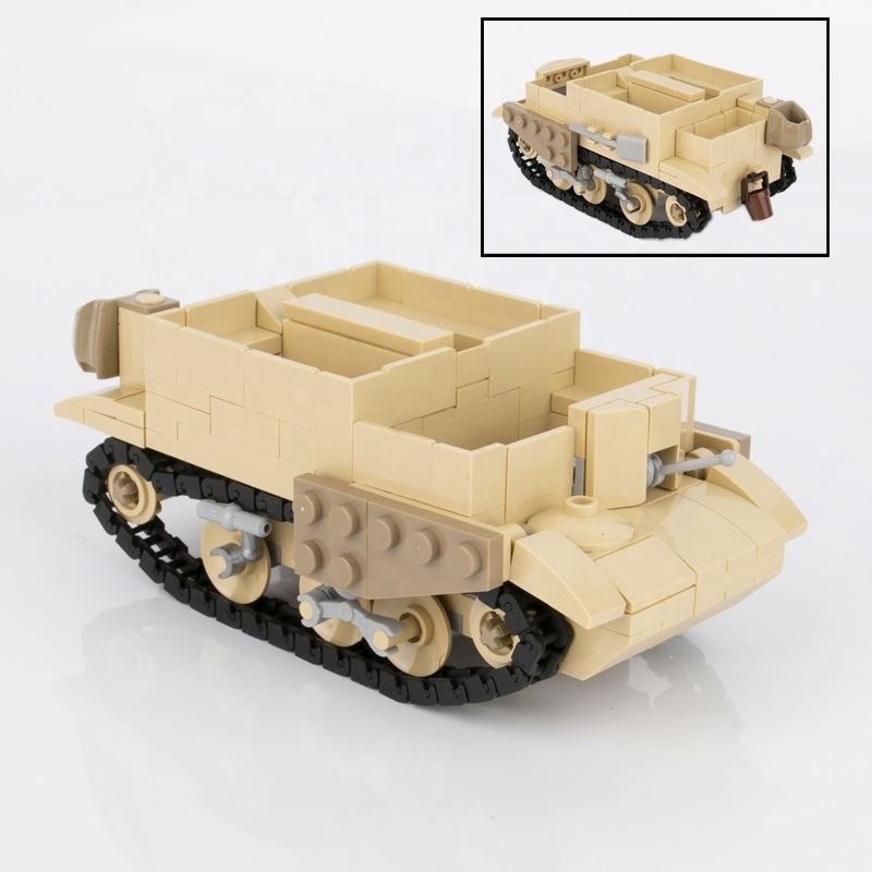 Small tracked-car figures toy weapons accessories WW2 military tank army soldiers set building blocks