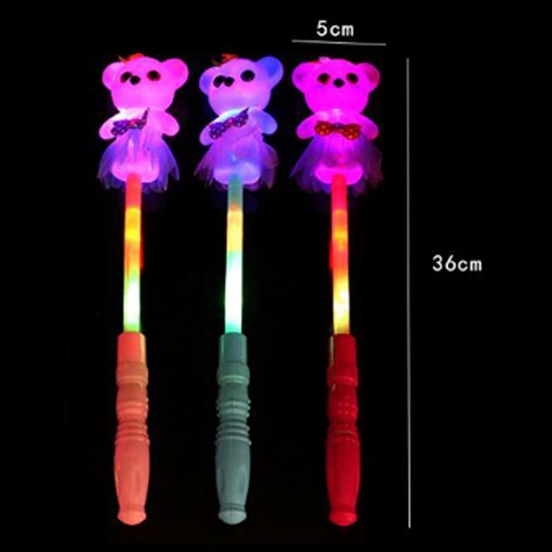 Led Light up Cute Teddy Bear Wand  Glow In The Dark Sticks Product Children's Toy Plastic Handle Wand Christmas Lighting