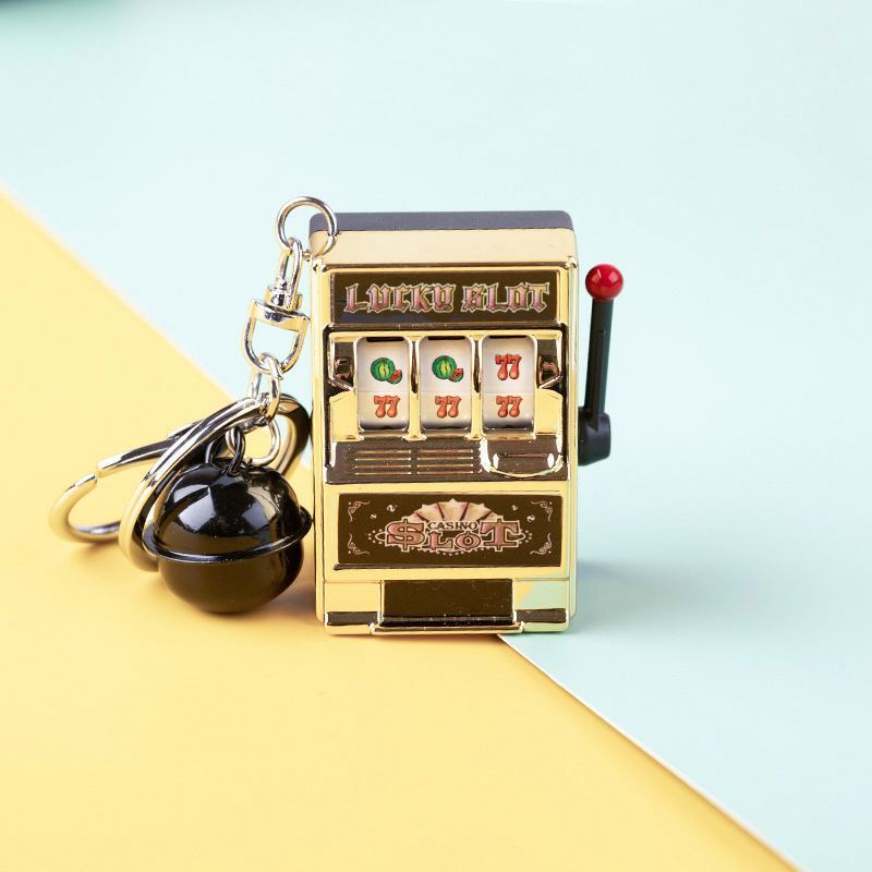 Mini Gambling Slot Machine Key Chains Pocket Fruit Lucky Jackpot Gadget Antistress Toys Funny Games Keychain