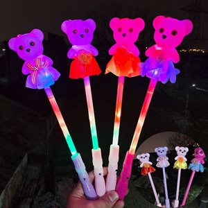 Led Light up Cute Teddy Bear Wand  Glow In The Dark Sticks Product Children's Toy Plastic Handle Wand Christmas Lighting