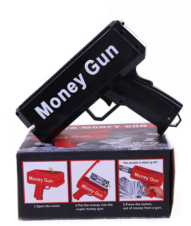 Gold Money Gun Make Cash Money Rain Dollar Bill Plastic Gun Box Shot Spread the Real Gold Money Gun Toy for Party