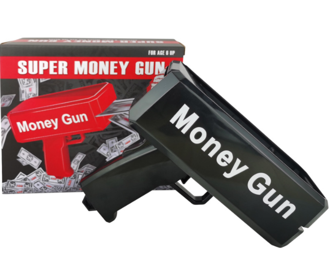 Gold Money Gun Make Cash Money Rain Dollar Bill Plastic Gun Box Shot Spread the Real Gold Money Gun Toy for Party