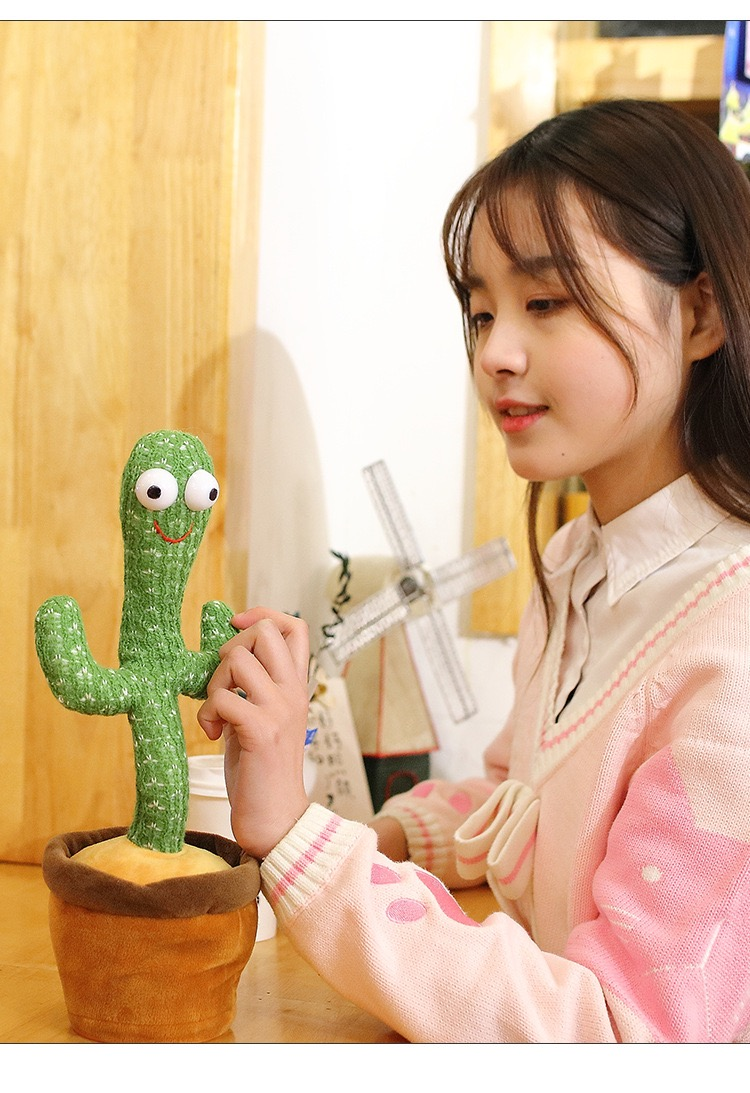 Usb Charging Electronic Shake Recording Funny Talk-back Repeat Singing Talking Speaking Swinging Plush Dancing Cactus Toy - Buy