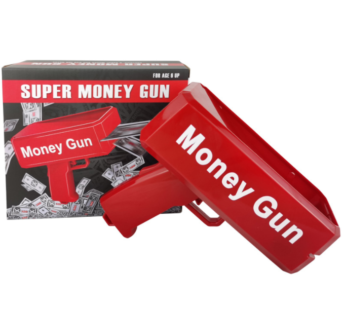 Gold Money Gun Make Cash Money Rain Dollar Bill Plastic Gun Box Shot Spread the Real Gold Money Gun Toy for Party