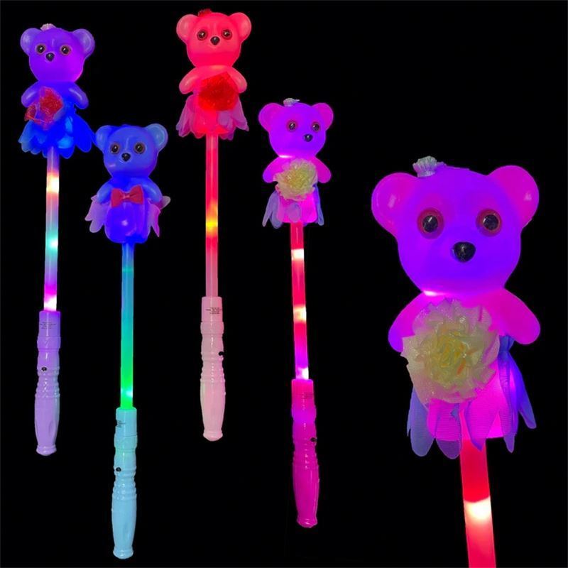 Led Light up Cute Teddy Bear Wand  Glow In The Dark Sticks Product Children's Toy Plastic Handle Wand Christmas Lighting