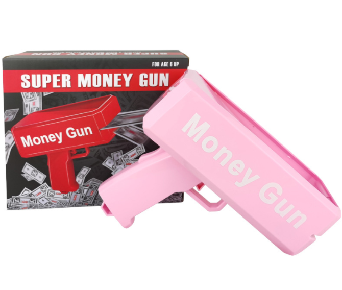 Gold Money Gun Make Cash Money Rain Dollar Bill Plastic Gun Box Shot Spread the Real Gold Money Gun Toy for Party