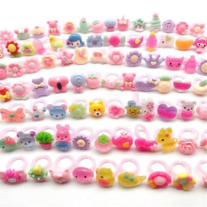 Children's Cartoon Rings Candy Flower Animal Bow Shape Ring Set Mix Finger Jewellery Rings Kid Girls Toys