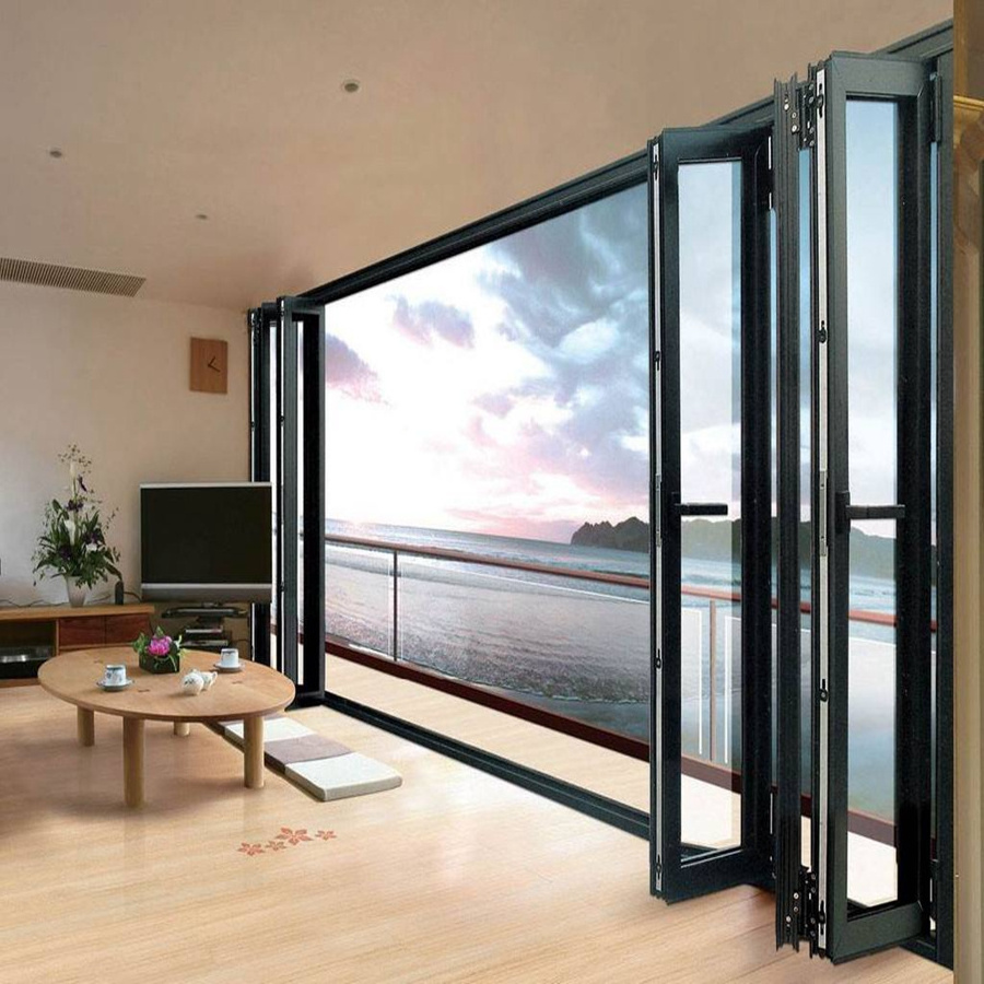 Aluminium tempered glass bifolding broken bridge windows horizontal folding local window aluminium bifold window