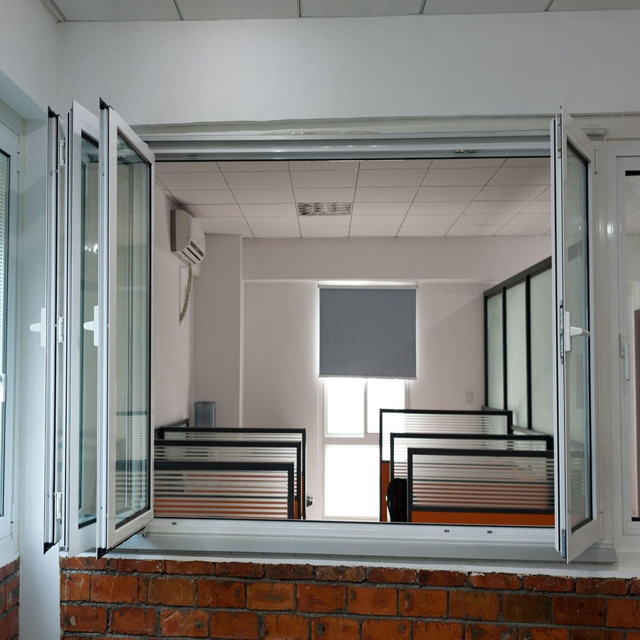 Soundproof Accordion Sliding Glass Windows And Doors Thermal Break Aluminum Bi Folding window