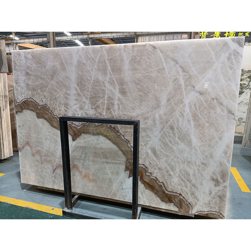 HZX Transparent popular natural yellow beige onyx tiles slabs low price marble