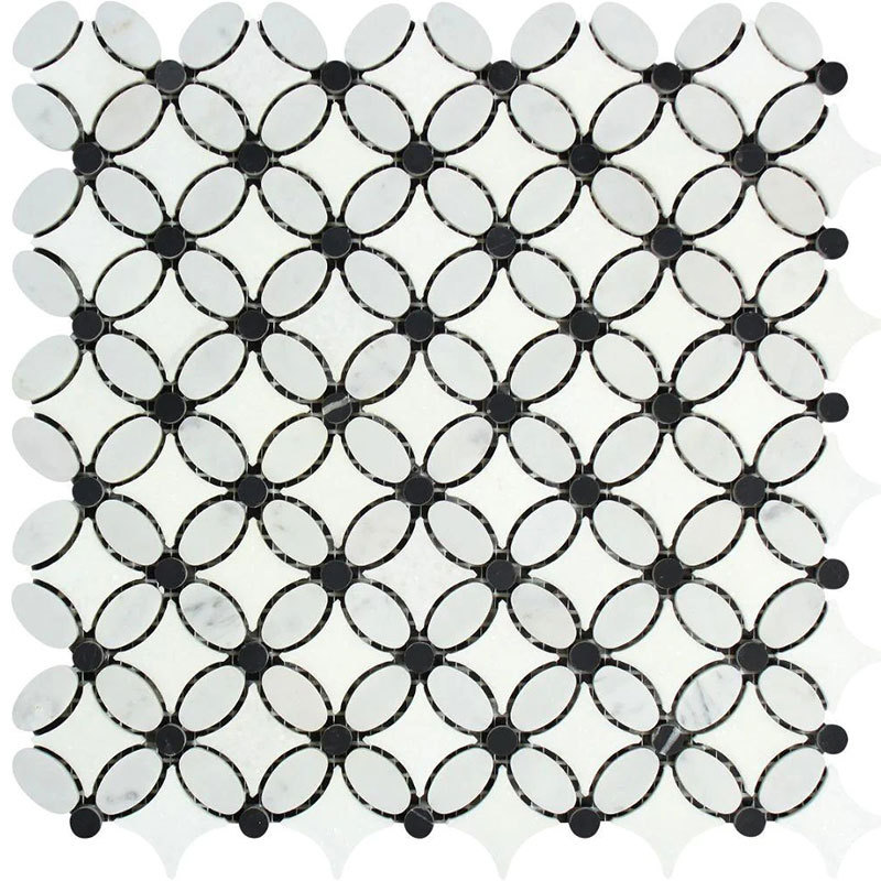 HZX Century mosaic Carrara Basketweave White Mosaic Marble For Wall Decoration Bathroom Kitchen