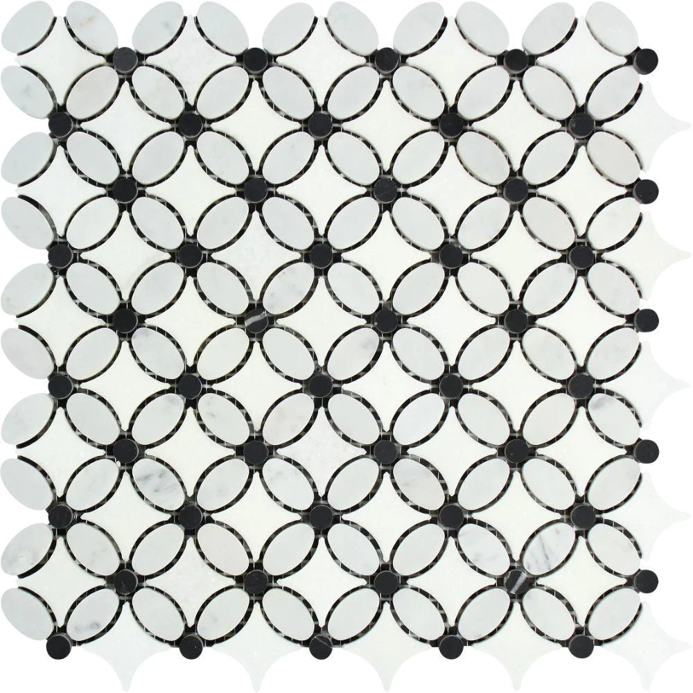 HZX Century mosaic Carrara Basketweave White Mosaic Marble For Wall Decoration Bathroom Kitchen