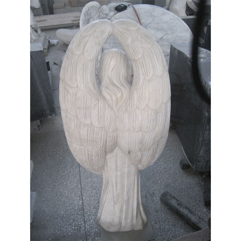 HZX White Granite Angel Heart Statues Grave Cemetery Headstone Designs Monuments Price with Angel Wings