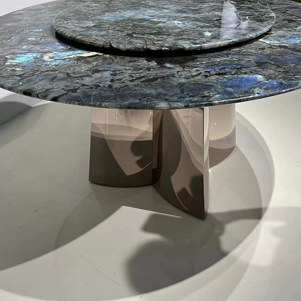 HZX Italian natural marble modern simple home round table high-end luxury round blue jade luxury stone table Dinning Table