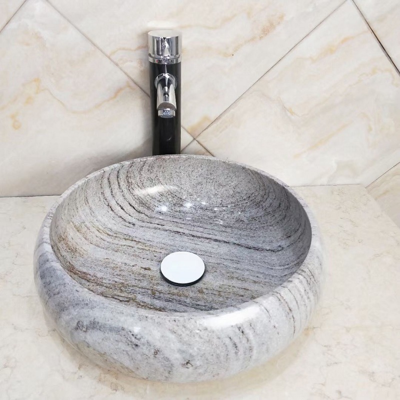 HZX luxury modern round square marble sink wood grey stone bathroom sink