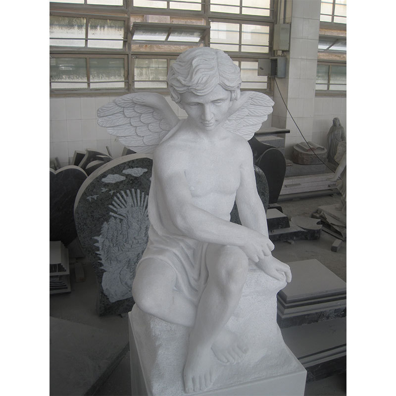 HZX Stone Marble White Monument Tombstone Angel Designs and Prices Outdoor Modern Tombstone Marble Rectangle