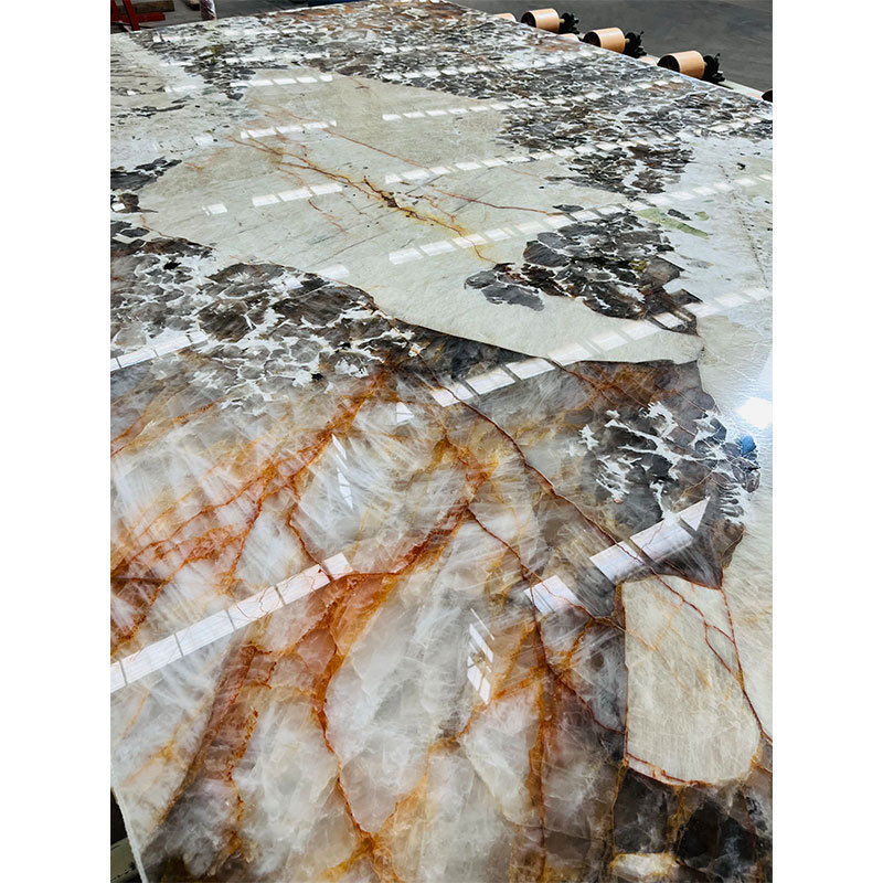 HZX Wholesale Price Pandora White Marble Slab Patagonia Marble Slab Tile Natural Luxury Stone Brazilian Pandora Marble