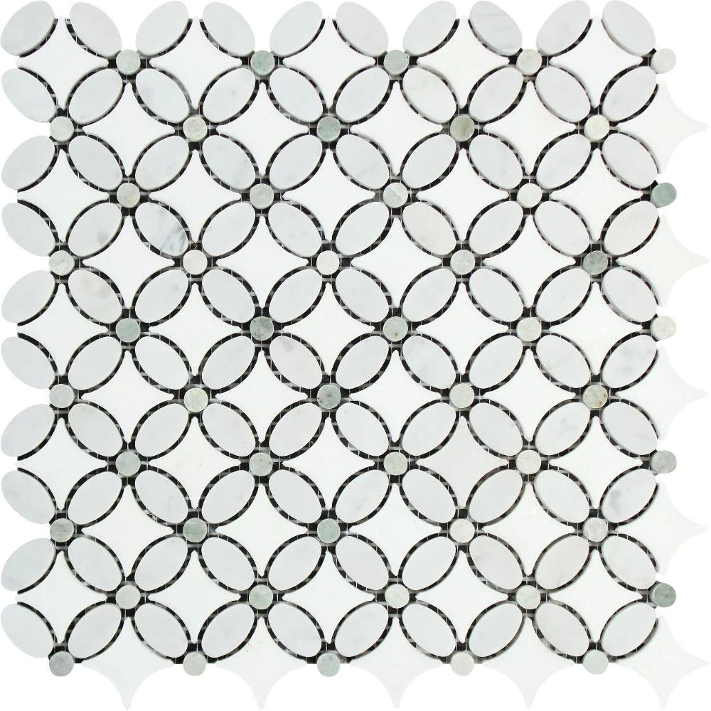 HZX Century mosaic Carrara Basketweave White Mosaic Marble For Wall Decoration Bathroom Kitchen