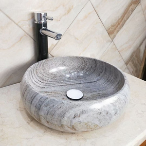 HZX luxury modern round square marble sink wood grey stone bathroom sink