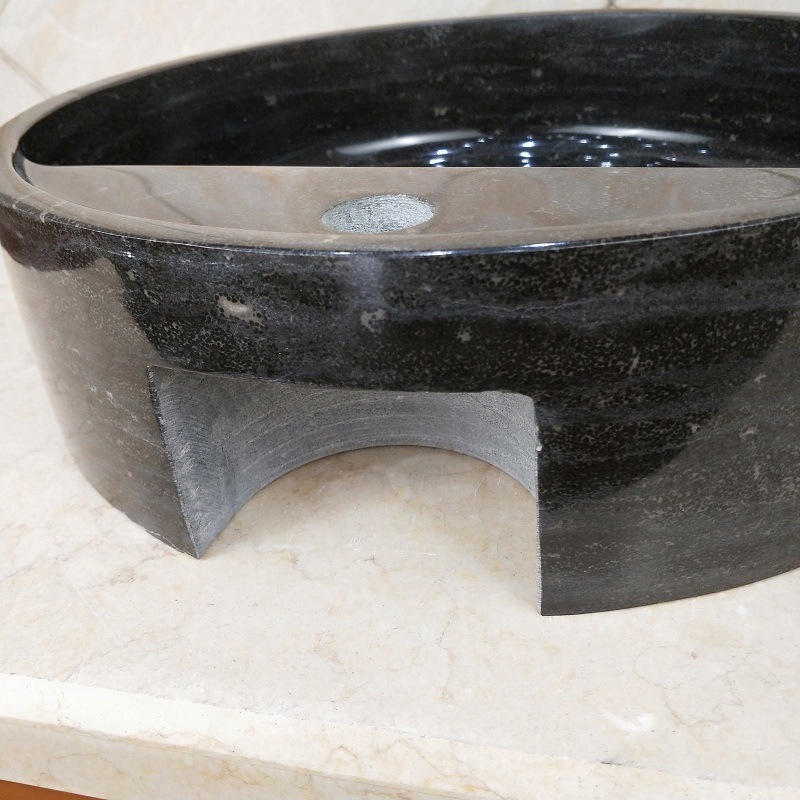 HZX Customized High Quality Stone Black Marble Bathroom Sink Wash Basin Natural Stone Grey Granite Sink Design