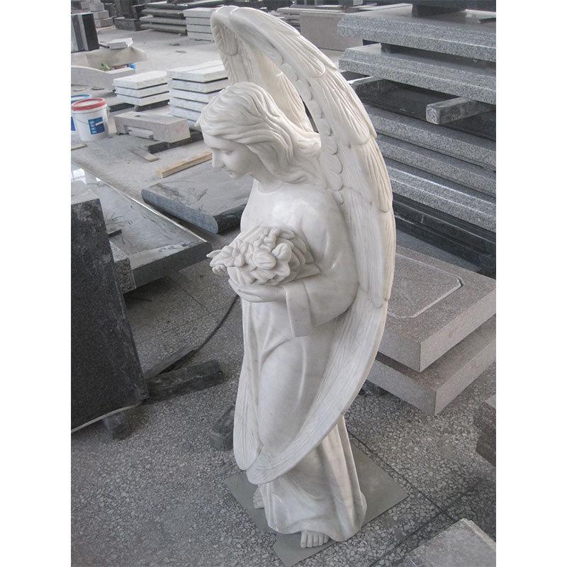 HZX India Black Granite Cemetery Angel Wing Statue Memorial Headstone Tombstone With Bench