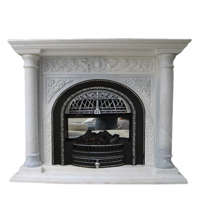 HZX Hand Carved Surround Mantel Limestone Stone Fireplace,Fireplace Marble