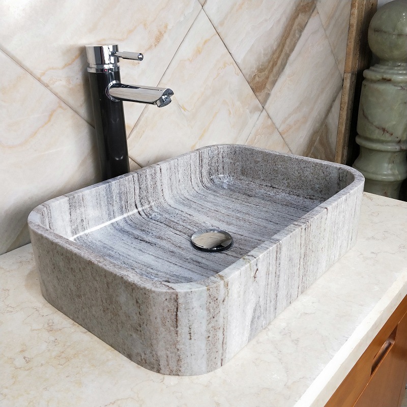 HZX luxury modern round square marble sink wood grey stone bathroom sink