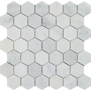 HZX Herringbone bianco subway pattern carrara white interior floor decoration marble mosaic crystal white mixed jazz mosaic