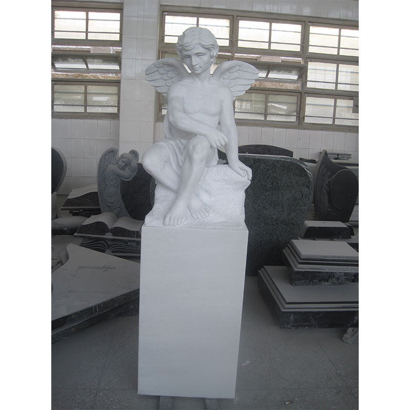 HZX Stone Marble White Monument Tombstone Angel Designs and Prices Outdoor Modern Tombstone Marble Rectangle